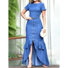 Just found this amazing item on AliExpress. Check it out! 
NGN47,675.91 | Women Fashion Plain Boat Neck Short Sleeve Tulip Hem Maxi Denim Bodycon Dress Denim Dress Casual Long Dresses Streetwear
https://s.click.aliexpress.com/e/_EJOhm9B Denim Bodycon Dress, Formal Occasion Dress, Afrikaanse Mode, Nature Dress, Denim Maxi Dress, Short Sleeve Maxi Dresses, فستان سهرة, Patchwork Jeans, Long Dress Casual