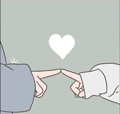 two people holding hands with a heart above them