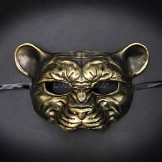 Leopard Animal Masquerade Mask, Men's Masquerade Mask, Gold Ball Mask | eBay Lion Mask For Men, Animal Masks Masquerade Ball, Luxury Fantasy Masquerade Masks, Halloween Masquerade Masks With Whiskers, Animal Masks Masquerade, Animal Masquerade Mask, Animal Masquerade, Leopard Halloween, Mens Masquerade Mask