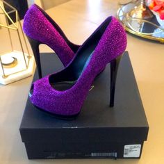 Giuseppe Zanotti Shoes. Authentic,New With Box And Dust Bag Sz 37.5 Fits A 7 Or 7.5 Chic Purple Heels For Gala, Luxury Purple Heels For Party Occasions, Elegant Purple Heels For Night Out, Elegant Purple Heels For A Night Out, Designer Purple Heels For Party, Designer Purple Heels For Cocktail, Zanotti Shoes, Giuseppe Zanotti Shoes, Shoes Color