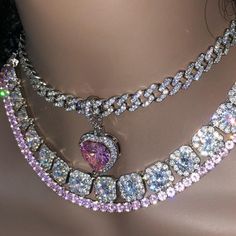 Birthday Accessories For Women, Diamond Asethic, Pink Chains, Baddie Jewelry, Expensive Stuff, Heart Stones, Cool Jewelry, Expensive Jewelry Luxury, Jewelry Accessories Ideas