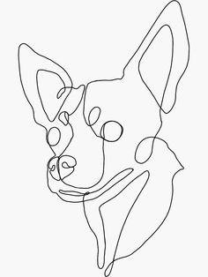 a black and white drawing of a dog's face, with one line drawn on it