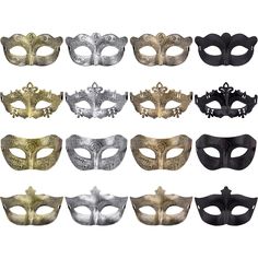 PRICES MAY VARY. Package include - 16 pieces vintage antique venetian party mask in 4 styles, 4 pieces each in black, gold, silver and copper. Sufficient quantity vintage masquerade masks for your family gatherings and multi-person dance parties Premium material - FEQO vintage masquerade masks are made of strong, durable and lightweight plastic, no extra glue and no discoloration, the masquerade mask can be molded easily to the face contours of the wearers One size fits most - the masquerade par Vintage Gold Masks And Prosthetics For Costume Party, Venetian Masquerade Eye Mask For Costume Party, Vintage Masquerade Mask For Mardi Gras Costume Party, Vintage Masks For Mardi Gras Costume Party, Vintage Mask For Party, Vintage Gold Masks For Costume Party, Vintage Masquerade Mask For Carnival Party, Vintage Masquerade Mask For Carnival, Vintage Masquerade Mask For Halloween