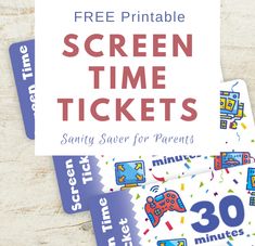 two free printable screen time tickets for parents