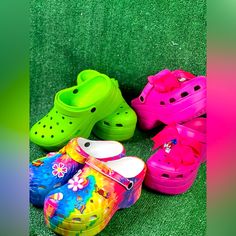 Size 11 2 New 1 Wore One Time. One Time, Green Pink, Pink And Green, Clogs, Pink Ladies, Wedges, Bundles, Women Shoes, Green