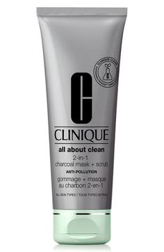 What it is: A five-minute dual-action detoxifying face mask and scrub that helps remove pollution, impurities and excess oil from skin.Who it's for: All skin types.What it does: This skin-refining treatment contains bamboo charcoal and kaolin clay, which deliver a powerful, detoxifying clean for polished skin. Your complexion is left bright, clear and feeling smooth.How to use: On clean skin, use your fingertips to apply a generous layer onto your face. Avoid the eye area. Leave on for five minu Clinique Face Mask, Clinique All About Clean, Detoxifying Face Mask, Exfoliating Face Scrub, Charcoal Face Mask, Clay Face Mask, Charcoal Mask, Clay Faces, Fresh Skin