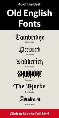 forty of the best Gothic, Blackletter, old English font Different Old English Fonts, Old Gothic Font, Gothic Calligraphy Alphabet Old English, Calligraphy Font Tattoo, Old English Calligraphy Fonts, Simple Old English Font, Old English Text Tattoo, Old English Writing Tattoo, Old Font Tattoo