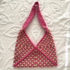 Crochet Pink and Tan Hand Bag / Purse - Etsy Crochet Pink, Tan Bag, Crochet Art, Backpack Purse, Bag Straps, Hand Bag, Fiber Art, Accessory Gift, Purse