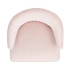 the back end of a pink chair on a white background