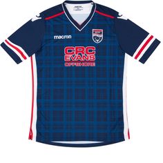 a blue and red soccer jersey with the name crrc evans on it's chest