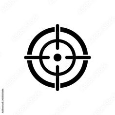 a black and white image of a crosshaired target with an arrow in the center