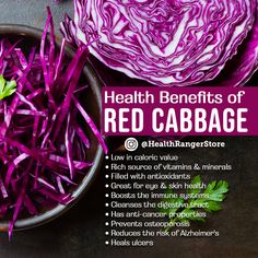 Red cabbage has quite a few beneficial effects as it is rich in a number of nutrients and vitamins. Red Cabbage Benefits, Benefits Of Red Cabbage, Drinking Recipes, Cabbage Benefits, Halloween Recipes Brownies, Heart Diet, Low Sodium Diet, Lunch Meat Recipes, Recipes Around The World