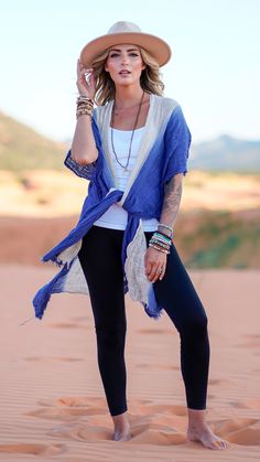 The 4-piece set features our From Sea to Sea Kimono in blue with our Seamless Cami in white, our High Waisted Leggings in black and our Crescent Light Pendant Necklace! FOUR items for one amazing price, only $39.99 {reg. $94.00}. Hurry, going fast! Bohemian Outfits For Women, Boho Outfit Ideas, Bohemian Outfits, Outfit Of The Week, Pocket Maxi Dress, Three Bird Nest, Boho Outfit, Outfit For Women, Boho Chic Outfits