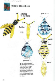 the instructions for beaded bee necklaces are shown