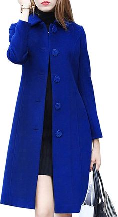 PRICES MAY VARY. Leyoutx women's classic lapel button down wool coat; 6 colors available: red/blue/black/off-white/khaki/dark camel Side invisible pocket for storing small items such as car keys, mobile phones, tissues, which is very convenient. Match: Team it with tight sweater, crop top, leggings, skinny pants, jeans, knee high boots or high heels for a trendy look. And you can also wear this vintage coat over a rib knit bodycon dress for date night or for an added layer of warmth on a cool ev Dress For Date Night, Dress For Date, Ribbed Knit Bodycon Dress, Knit Bodycon Dress, Womens Dress Coats, Winter Outfits Aesthetic, Tight Sweater, Sweater Crop, Wool Peacoat