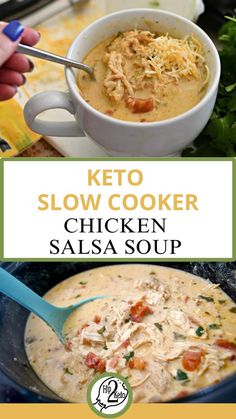 Make This Keto Slow Cooker Chicken Salsa Soup Tonight! Slow Cooker Chicken Salsa, Chicken Salsa Soup, Salsa Soup, Keto Slow Cooker, Chicken Salsa, Slow Cooker Salsa Chicken, Slow Cooker Salsa, Slow Cooked Chicken