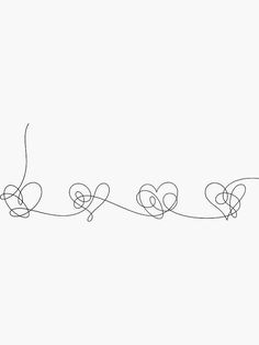 a black and white drawing of hearts on a string with the word love written in it