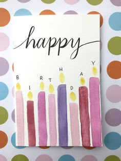 a happy birthday card with candles on it