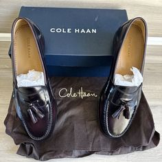 Cole Haan Pinch Tassel Loafers Dress Shoes Men's 9.5 Wide Burgundy Leather New Loafers Dress, Cole Haan Loafers, Loafers Outfit, Tassel Loafers, Cole Haan Shoes, Slip Ons, Mens Casual Shoes, Cole Haan, Loafer Shoes