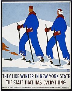 New York Vintage Ski  Poster Ski Travel, Winter In New York, Wpa Posters, Cross Country Ski, New York Winter, Ski Trails, Retro Travel Poster