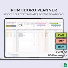 a laptop with the text pomodoro planner on it, next to an image of