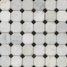 white and black marble mosaic tile with hexagonal pattern