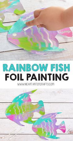 rainbow fish foil painting for kids to make