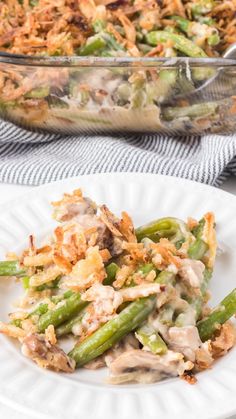 This upscale version of the classic Green Bean Casserole takes the flavors of a holiday standby and elevates it with fresh, flavorful ingredients! Tender green beans are combined with onions and mushrooms in a savory cream sauce. Top it with the fried French onions for crunch, and you have the perfect side dish for any meal! Parmesan Garlic Green Beans, Green Bean Mushroom Casserole, Homemade Green Bean Casserole, Keto Sides, Greenbean Casserole Recipe