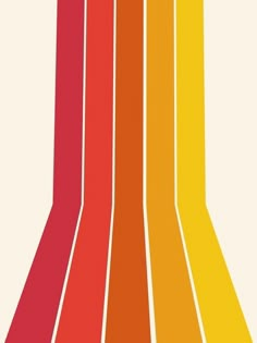 an orange, yellow, and red poster with vertical lines in the middle that are overlapping