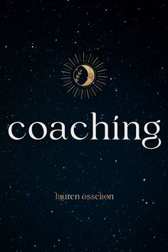 the cover of coaching by lauren osselon, with stars in the sky behind it