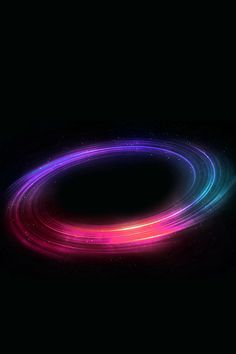 an image of a neon ring in the dark with stars around it and some light streaks