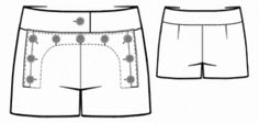 the front and back view of men's shorts