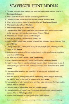 the scavenger hunt riddles