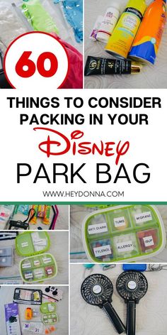 there are many things to consider when packing in your disney park bag