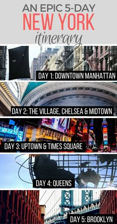 the times square in new york city, ny with text that reads an epic 5 - day