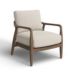 the arm chair is made out of wood and fabric