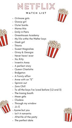 the netflix list with popcorn on it