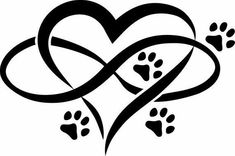 a heart with paw prints on it