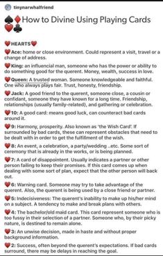 the instructions for how to play playing cards in an iphone game, with red hearts on them