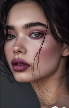 Plum Makeup Wedding, Mauve Pink Makeup, Plum Lips Natural, Mauve Eyeshadow Looks, Berry Makeup Look, Plum Eyeshadow Looks, Skin Tone Colour Palette, Purple Lips Makeup, Plum Makeup