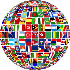 a globe made up of many different flags