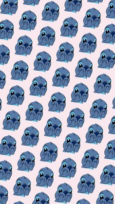 a blue dog with big eyes is shown in this seamless pattern on a pink background