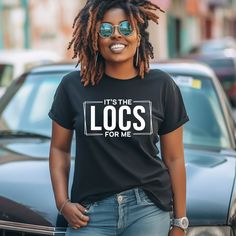 Its the Locs for Me Tshirt For Loc'd Women With Natural Hair, Sister Locs, Micro Locs This just might be the softest and most comfortable women's t-shirt you'll ever own. Combine the relaxed fit and smooth fabric of this tee with jeans to create an effortless every-day outfit, or dress it up with a jacket and dress pants for a business casual look. * 100% combed and ring-spun cotton * Athletic heather is 90% cotton, 10% polyester * Other heather colors are 52% cotton, 48% polyester * Fabric weight: 4.2 oz/y² (142 g/m²) * Relaxed fit * Pre-shrunk fabric * Side-seamed construction * Crew neck * Blank product sourced from Nicaragua, Honduras, or the US Loc t shirts for women and men with loc'd hair, natural hair, micro locs, instant locs, sisiter locs, locticians, and hair stylists. This prod Shirt Butterfly Locs, Loc Tee Shirts, Loc Bob On Micro Locs, Loc'd Tee Shirt, Micro Locs, Casual Chic Outfits, Sister Locs, Loc Journey Memes, Casual Look