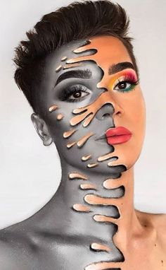 Artistic Face Makeup, High Fashion Makeup Editorial, Face Painting Competition, Playful Makeup, Makeup Themes, Theatrical Makeup