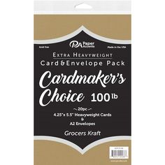 the card package is brown and has white lettering on it, which reads cardmaker's choice 100lb