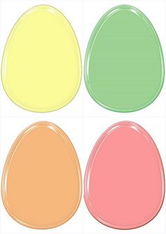 four different colors of paint on a white background, each with an oval shape in the center