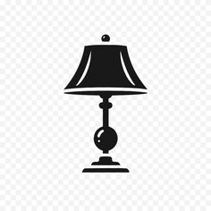 a black and white lamp with a shade on the table png, transparent background