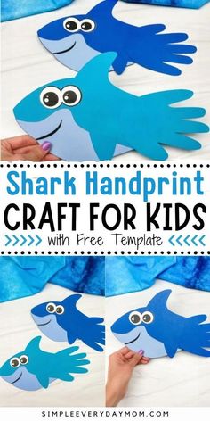 shark handprint craft for kids with free template