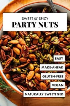 sweet and spicy party nuts in a bowl