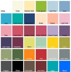 the color chart for different shades of paint